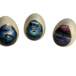 Set of 3 Robert Lyn Nelson Porcelain Eggs Splendors of the Sea Series